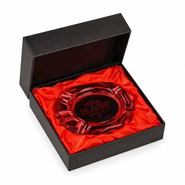 Raw Ruby Red Vintage Glass Ashtray