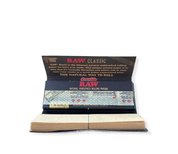 RAW BLACK CONNOISSEUR 1 1/4TH SKINS + TIPS