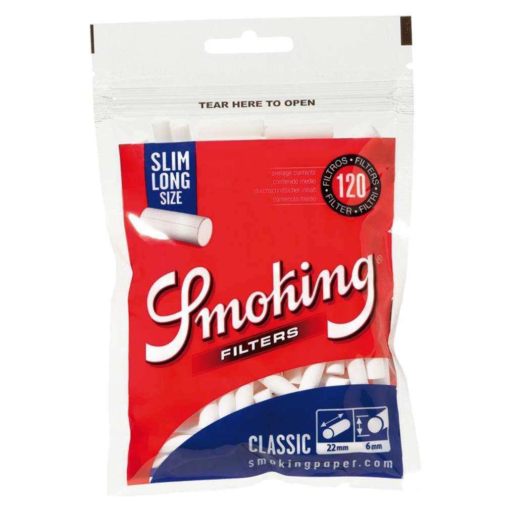 SMOKING CLASSIC SLIM LONG COTTON FILTER TIPS- 22MM – THE ROLL N' PUFF